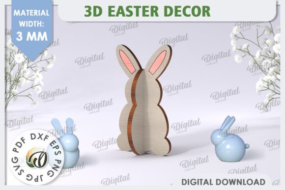 3D Easter Bunny Laser Cut. Home Decor