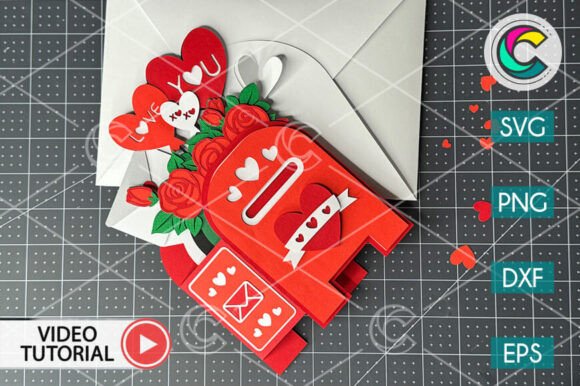 3D Love Mailbox SVG Pop Up Card Template