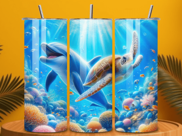 3D Sea Turtle Tumbler Wrap Design PNG: A Unique Option for Custom Tumbler Creations