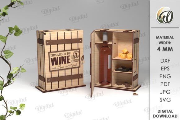 3D Wine and Treats Box Laser Cut