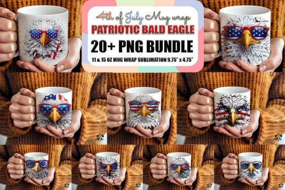 4th of July Eagle 3D Mug Wrap Bundle