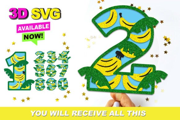 Banana Numbers Topper 3D SVG: A Creative Tool for Every Project