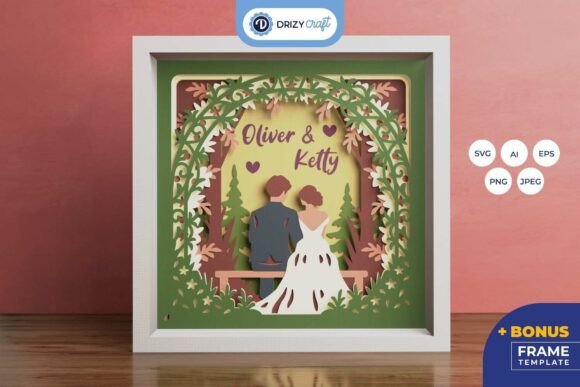 Couple Wedding in Forest 3D Shadow Box