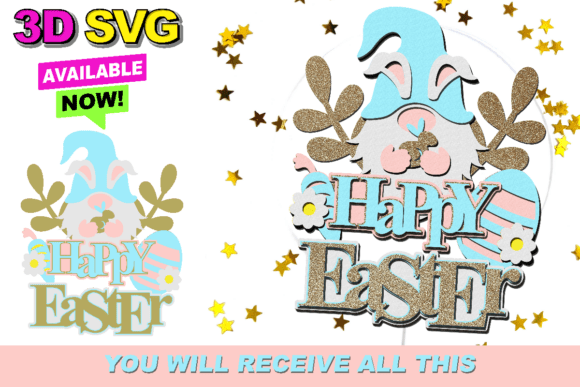 Easter Gnome Cake Topper 3D SVG for Creative Workflows