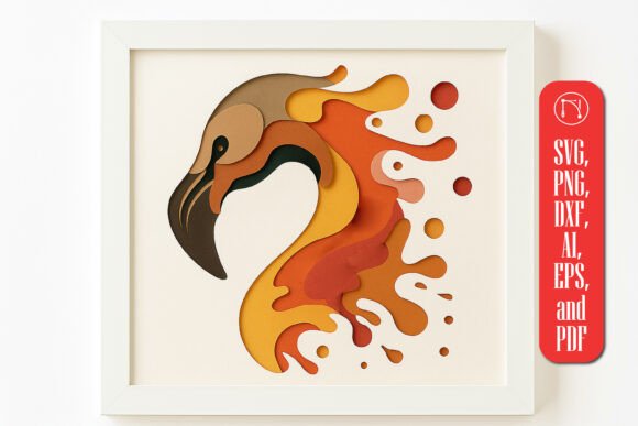 Flamingo Head Multilayer 3D Shadow Box S