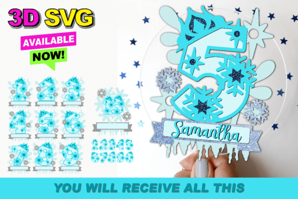 Frozen Numbers Topper 3D SVG