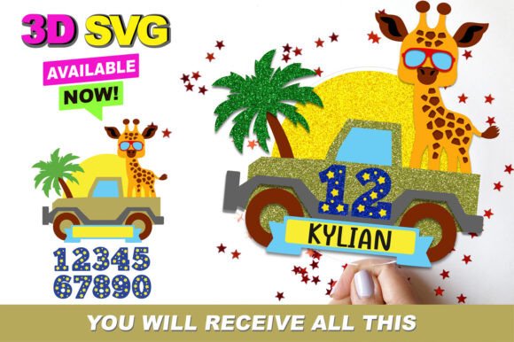 Giraffe Cake Topper 3D SVG