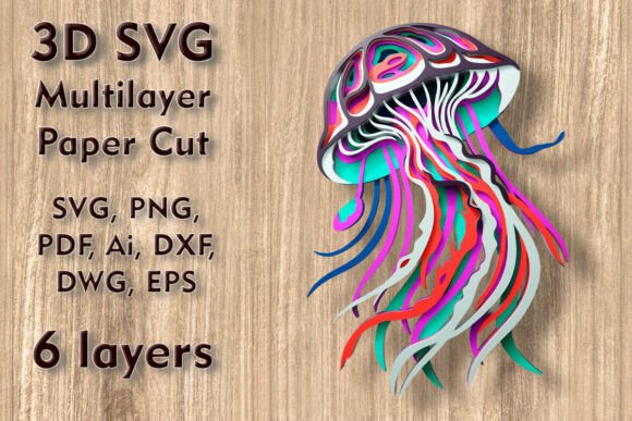 Jellyfish 3D SVG Multilayer Paper Files: A Creative Tool for Stunning Wall Art