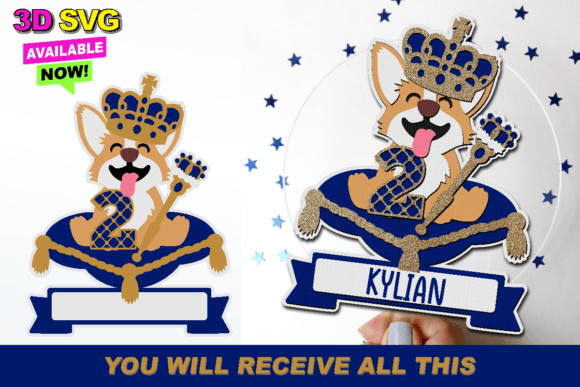 King Corgi Royal Cake Topper 3D SVG: A Versatile Digital Design for Creative Projects