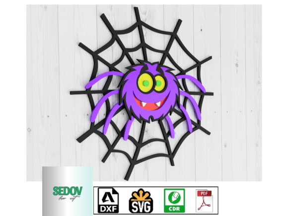 Laser Cut Halloween Sign 3D Spider