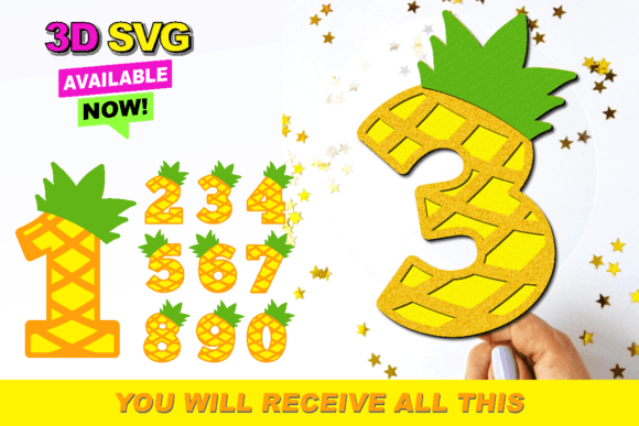 Pineapple Numbers 3D SVG: Creative Digital Tools