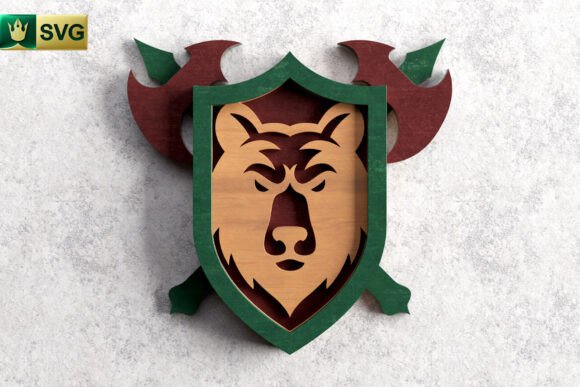 Unleash the Power of the Wild: The Bear Shield 3D Layered SVG Fantasy Cut
