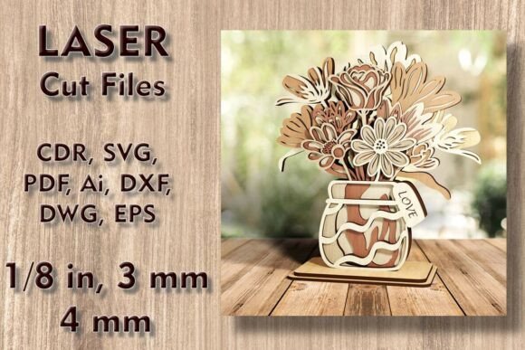 Vase with Flowers 3D Laser Cut Files: A Creative and Durable Home Decor Solution