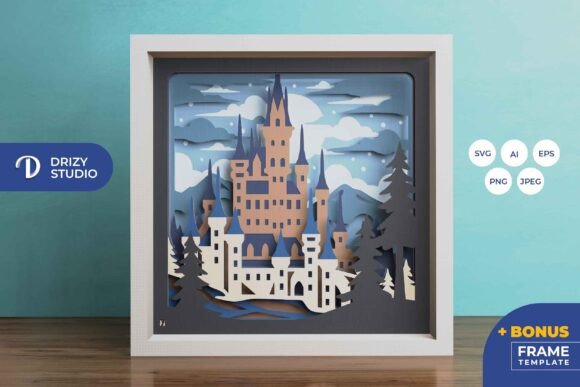 Winter Castle in the Mountain 3D Shadow