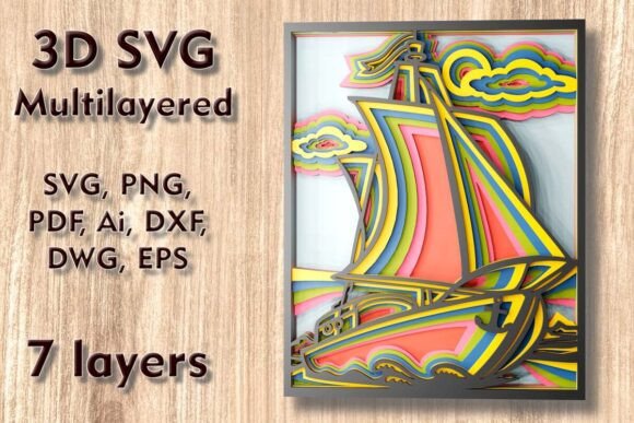 Yacht 3D SVG Multilayer Laser Cut Files: A Versatile Design for Creative Projects